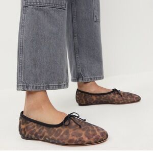 New! Loeffler Randall Landon Leopard Mesh Ballet Flat
